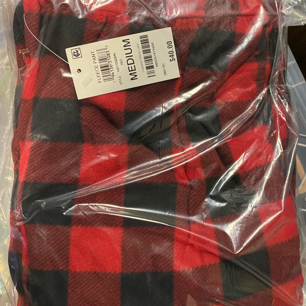 Buffalo Plaid Fleece Pants - Red and Black